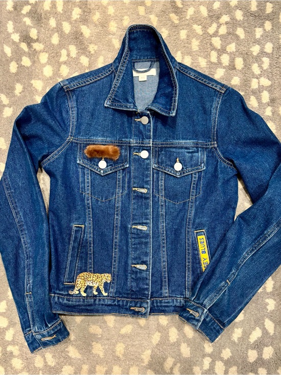 Nannerz Designs Jackets & Blazers - Denim Jean Jacket Embellished With Mink and Patches